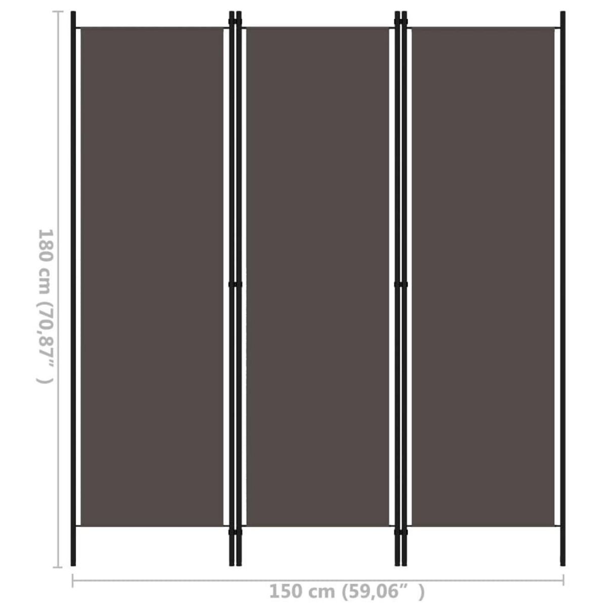 VIDAXL Cloison de separation 3 panneaux Anthracite 150x180 cm