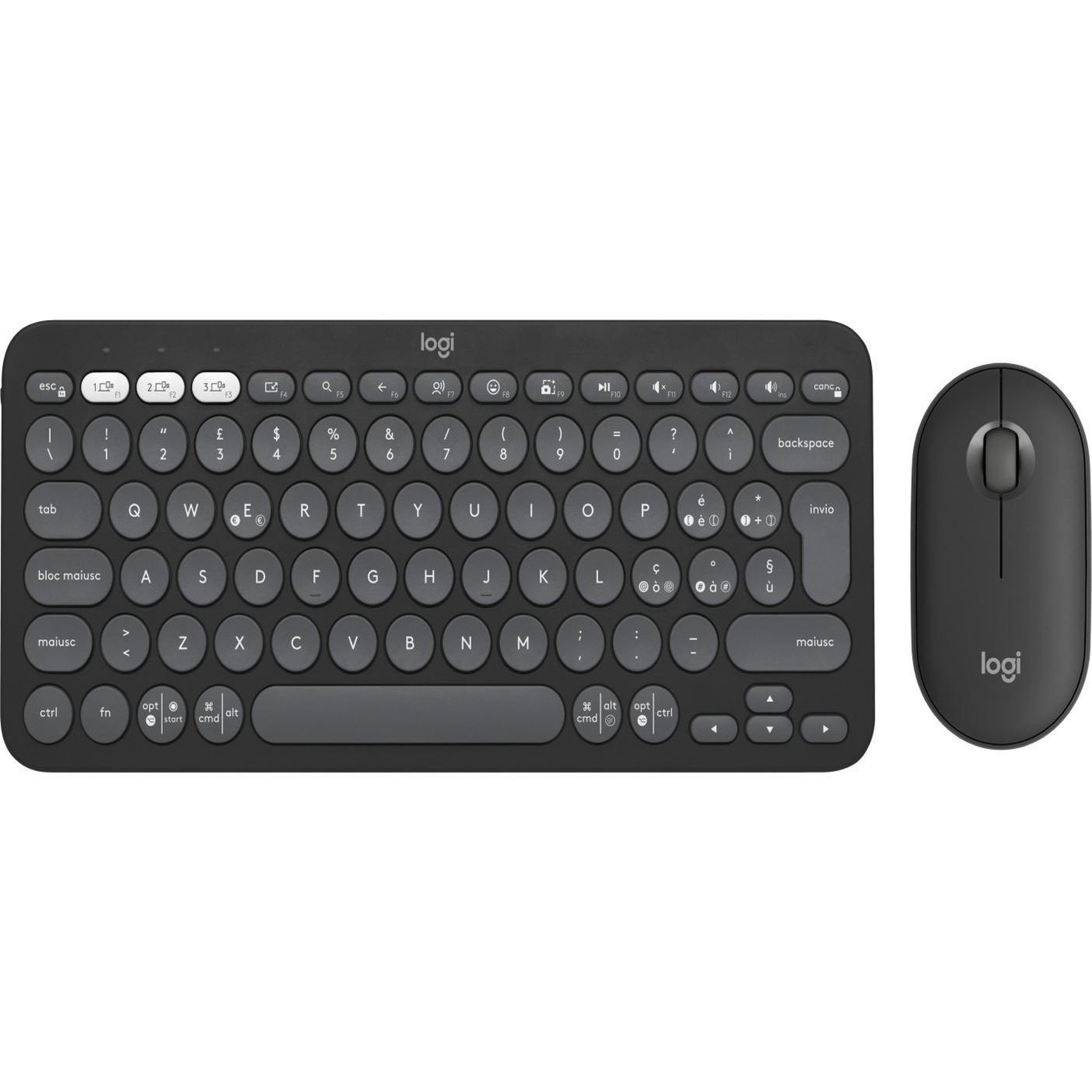 Voir la diapositive 2 : Logitech Logitech pebble 2 combo clavier souris incluse rf sans fil + bluetooth qwerty italien graphite