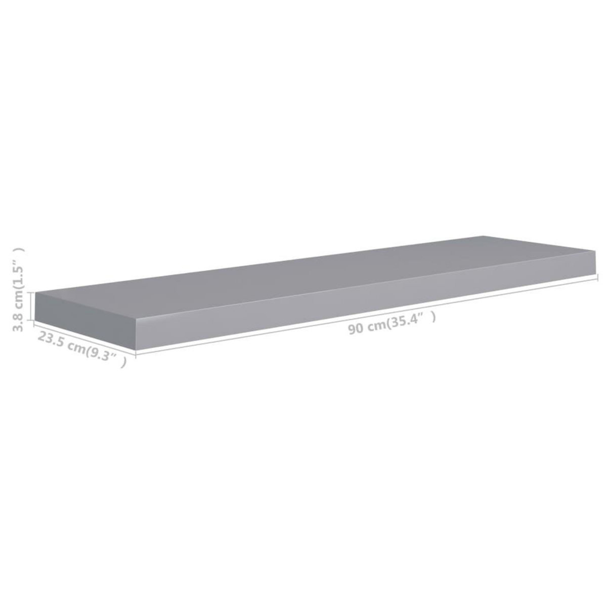 VIDAXL Etagere murale flottante gris 90x23,5x3,8 cm MDF