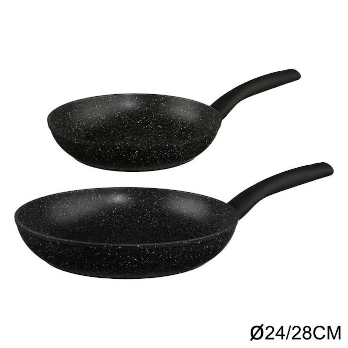 FIVE Lot de 2 Poêles en Aluminium  Caractère  24-28cm Noir