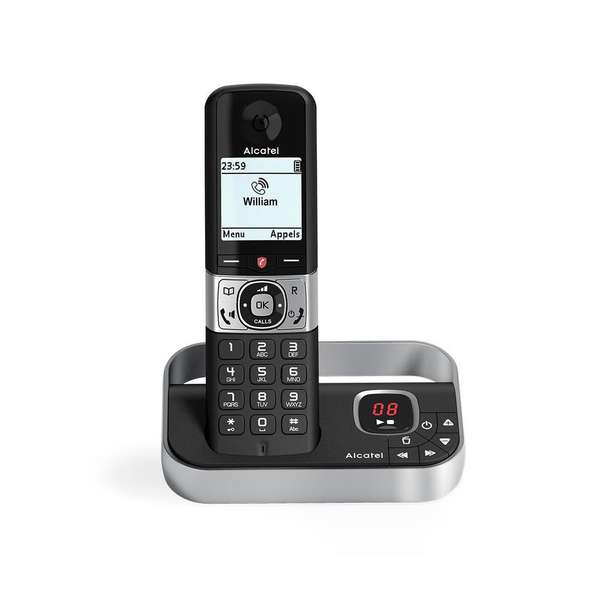 Voir la diapositive 2 : Alcatel Téléphone dect alcatel f890 avec identification de l'appelant noir, argent