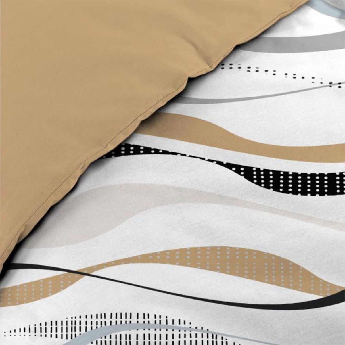 Paris Prix Parure de Lit 3 Pièces  Vagueline  240x220cm Naturel