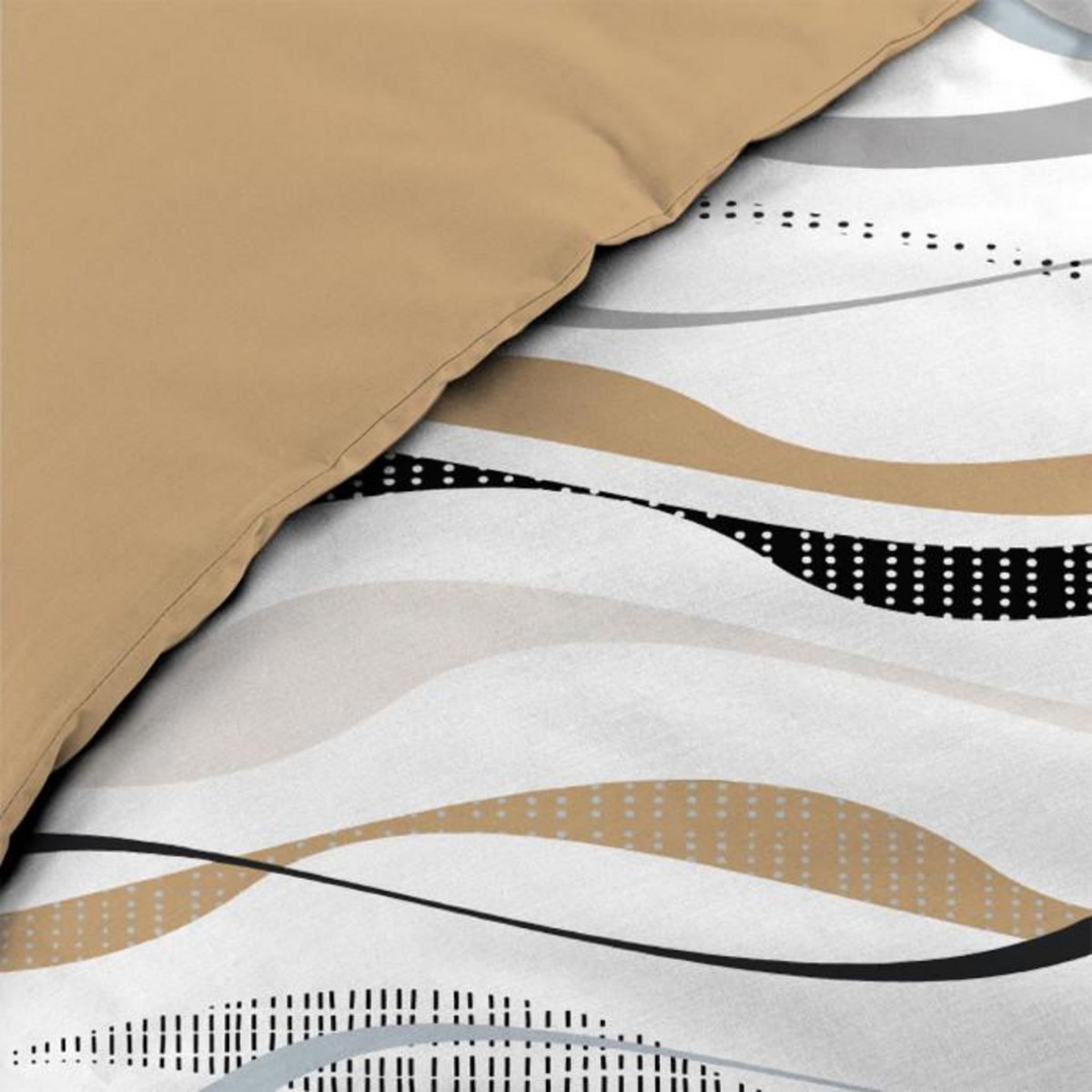 Paris Prix Parure de Lit 3 Pièces  Vagueline  240x220cm Naturel