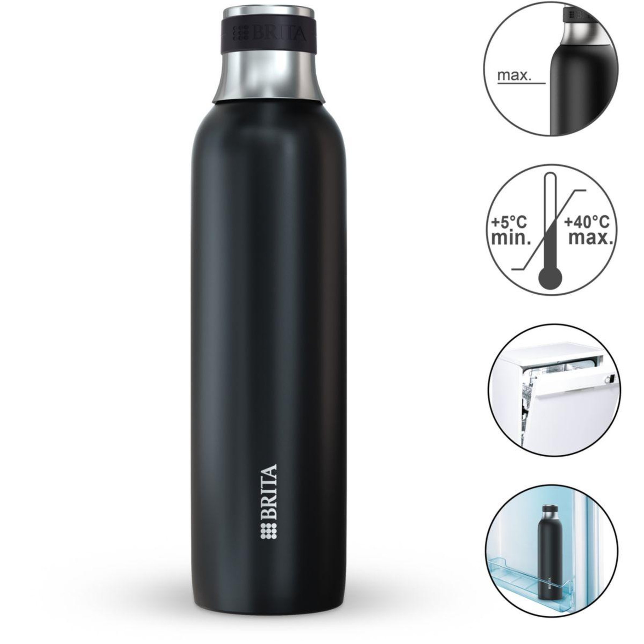 Voir la diapositive 3 : Brita Bouteille isotherme noire sodatrio 0.65l