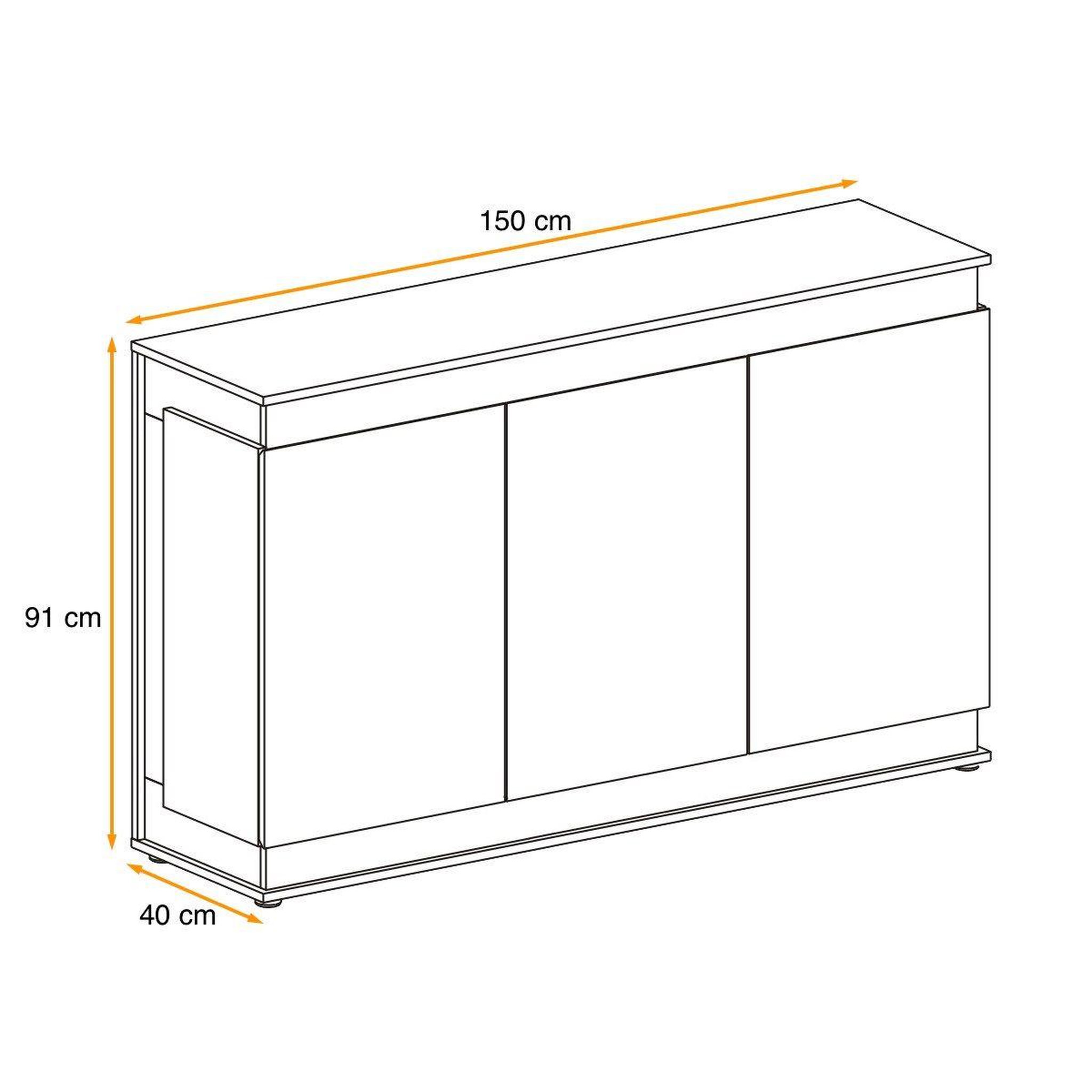 Voir la diapositive 4 : Paris Prix Buffet 3 Portes Design  Berlin  150cm Gris & Naturel