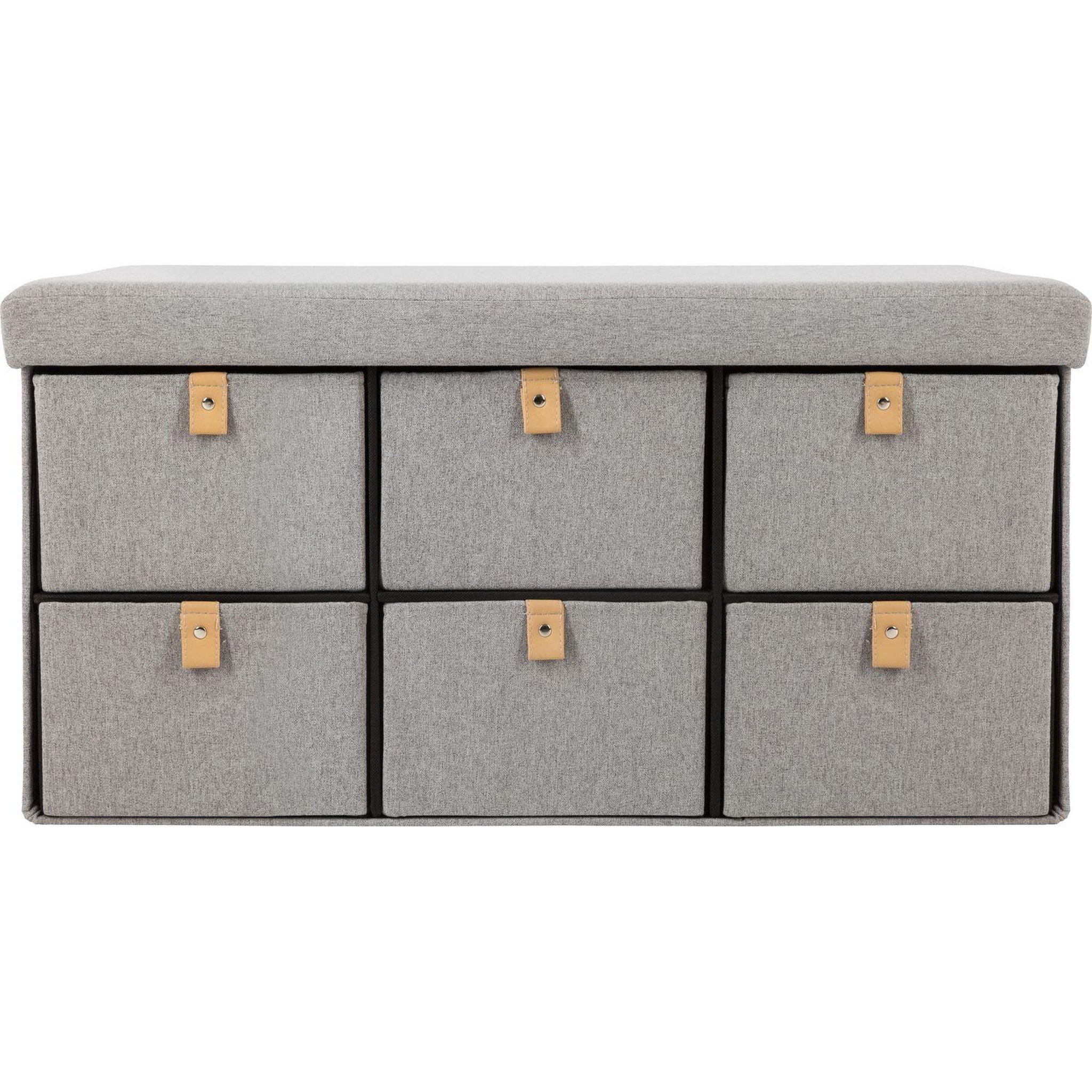 Voir la diapositive 2 : ATMOSPHERA Banc d'entrée pliable suède - l. 76 x h. 38 cm - gris