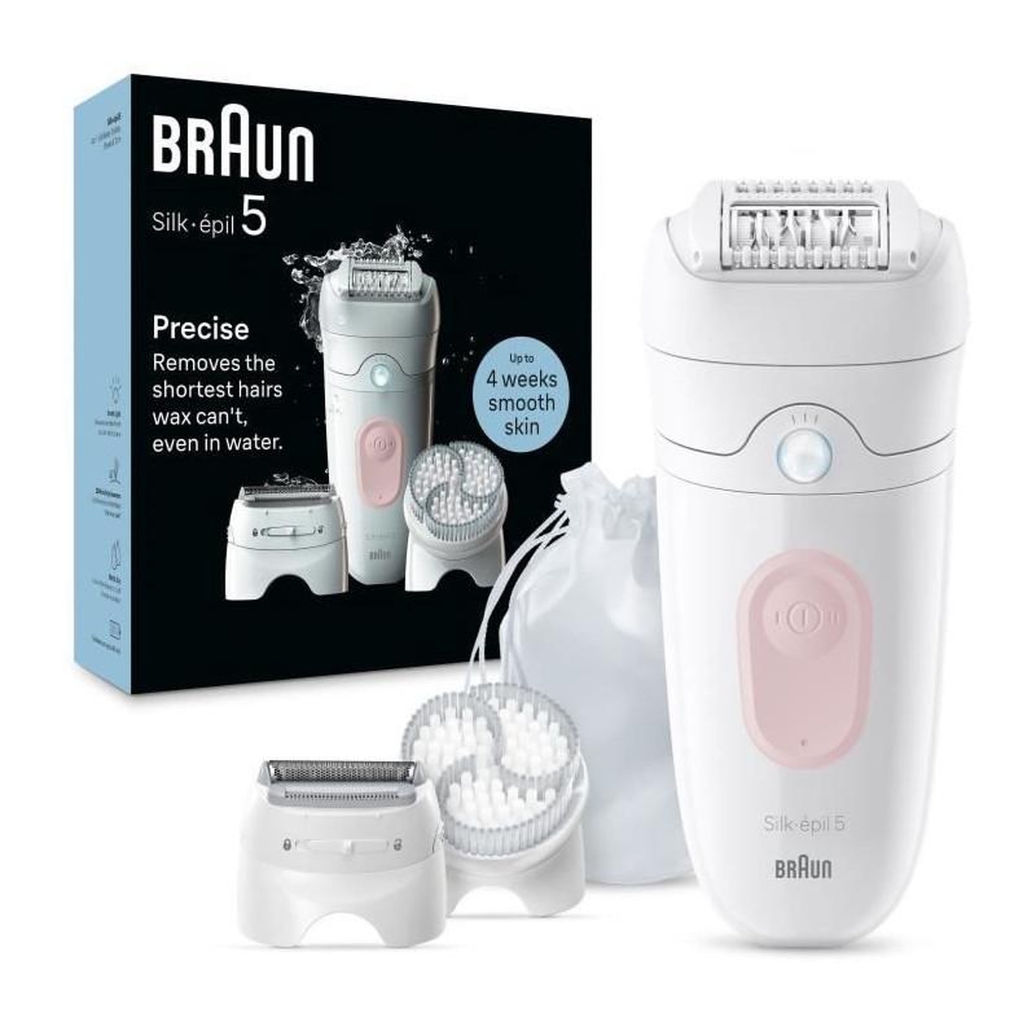 BRAUN Épilateur électrique - BRAUN - Silk-épil 5 - Épilation facile - Peau douce longue durée - 5-060 - Blanc / Rose