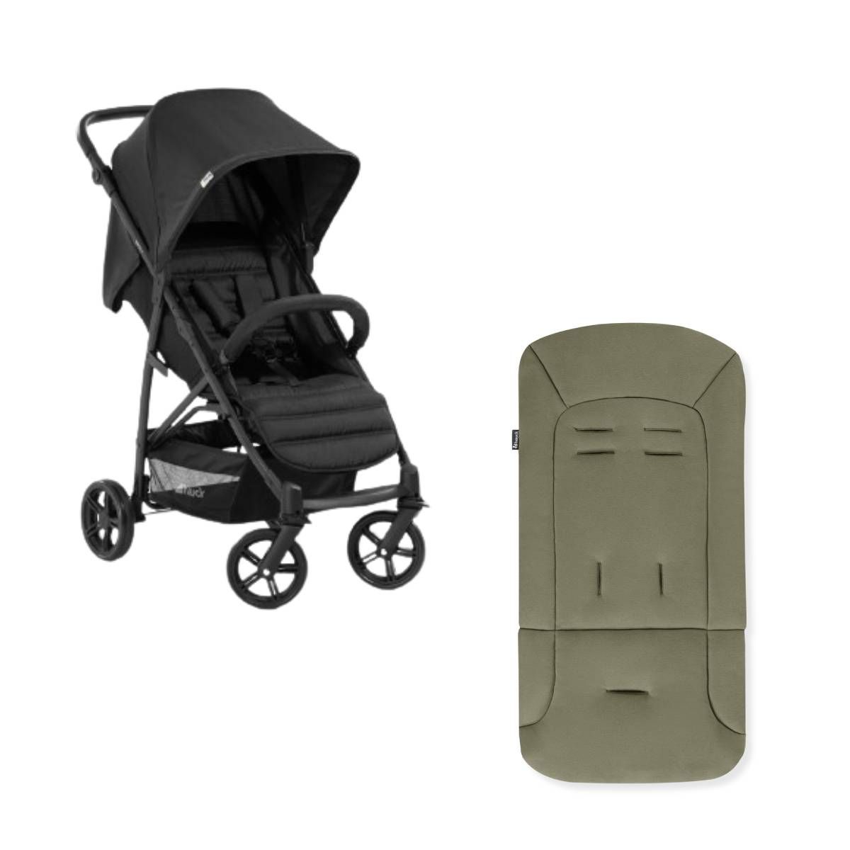 HAUCK Poussette citadine Rapid 4 Noir + sur-assise pour poussette Pushchair Seat Liner Vert