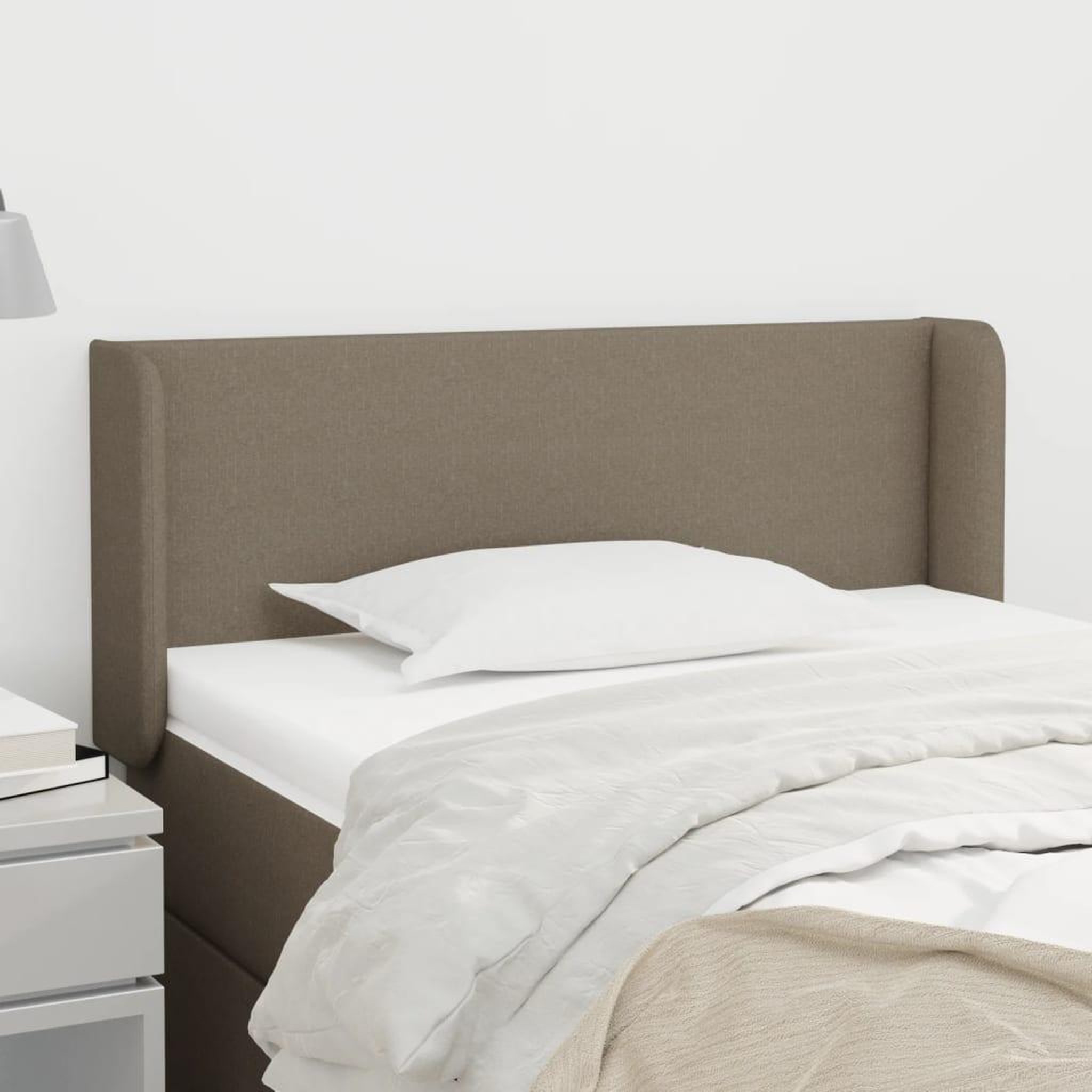 Voir la diapositive 1 : VIDAXL Tete de lit avec oreilles Taupe 83x16x78/88 cm Tissu