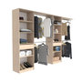 Voir la diapositive 6 : EKIPA EKIPA Dressing extensible - 2 colonnes avec 2 tiroirs et 10 étageres + 4 penderies - Décor chene - L 320 x P 40 x H 200 cm - D