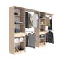 Voir la diapositive 6 : EKIPA EKIPA Dressing extensible - 2 colonnes avec 2 tiroirs et 10 étageres + 4 penderies - Décor chene - L 320 x P 40 x H 200 cm - D