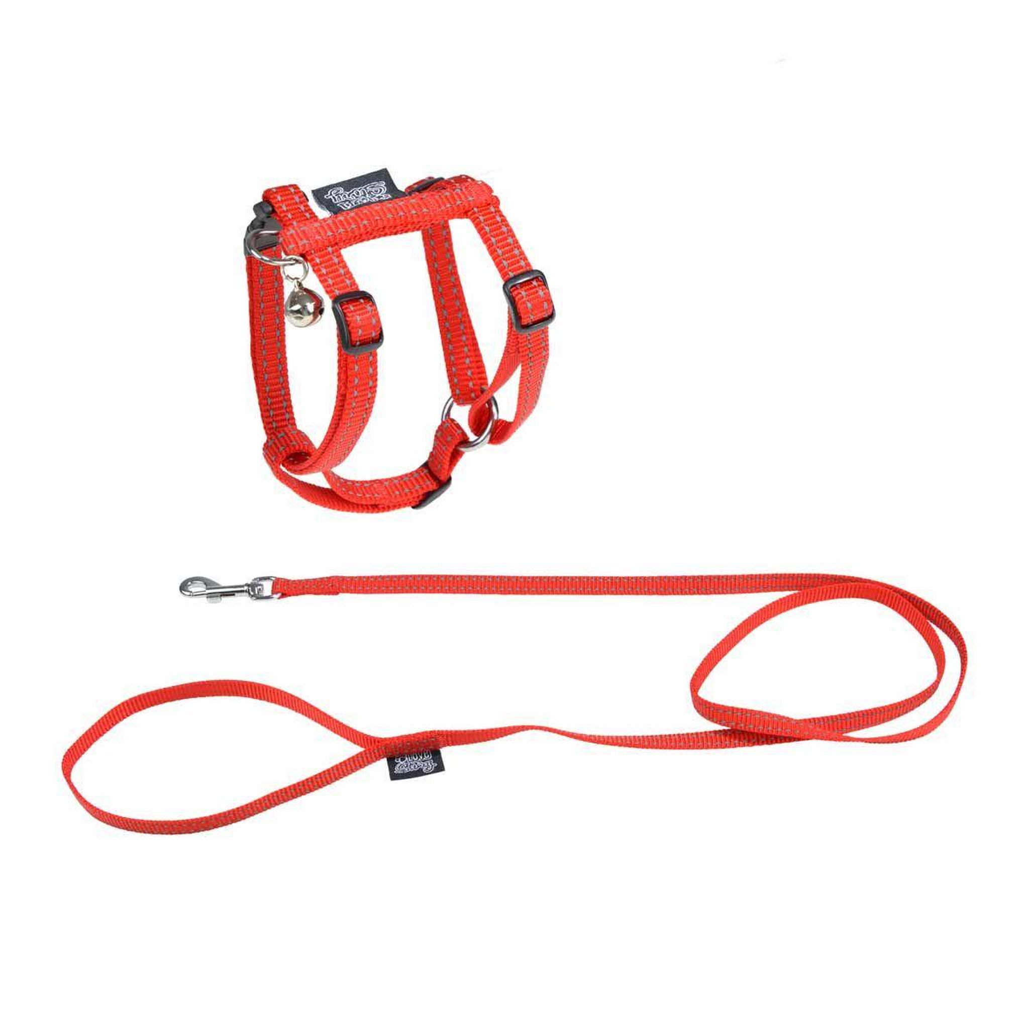 LOVE STORY Harnais & laisse pour chat  réfléchissant  120cm rouge