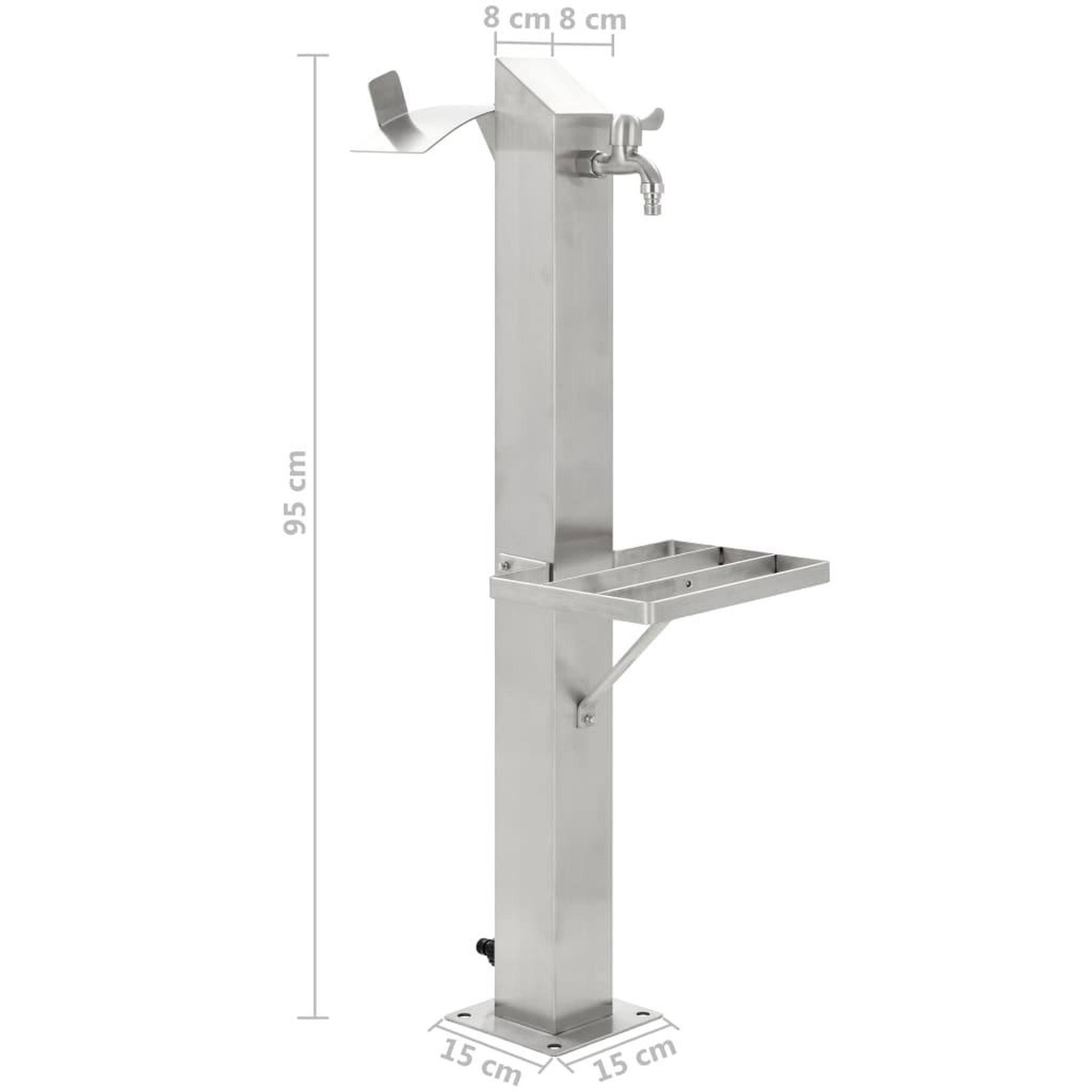 Voir la diapositive 6 : VIDAXL Colonne a eau de jardin carree acier inoxydable 95 cm