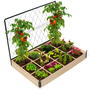 Voir la diapositive 5 : ID MARKET Kit complet 3 bacs modulables carrés potager et serre à tomates + treillis + housse