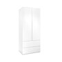 CALICOSY Armoire 2 portes 2 tiroirs blanc- L80 x H191 x P55 cm
