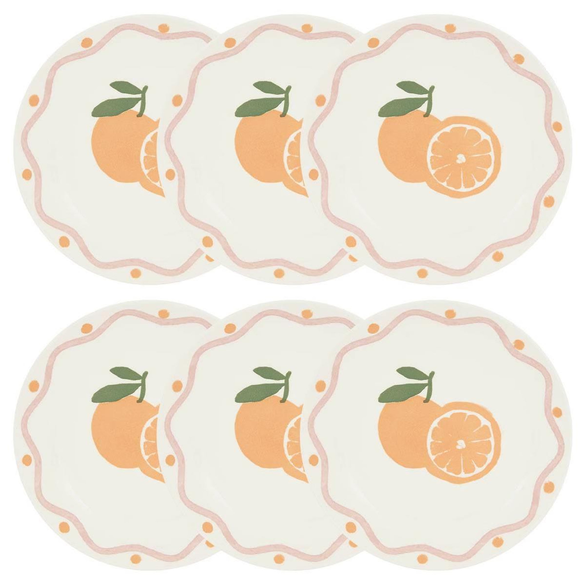 Voir la diapositive 3 : SECRET DE GOURMET Lot de 6 assiettes à dessert  orange  19cm multicolore