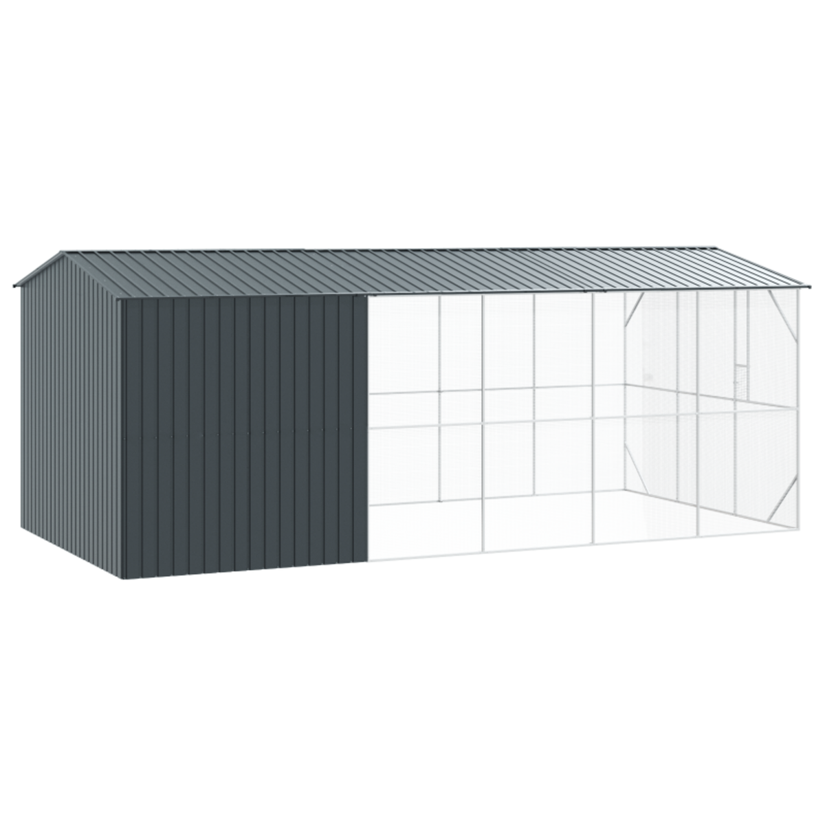VIDAXL Aviary pour oiseaux avec extension anthracite 310x640x247 cm en acier