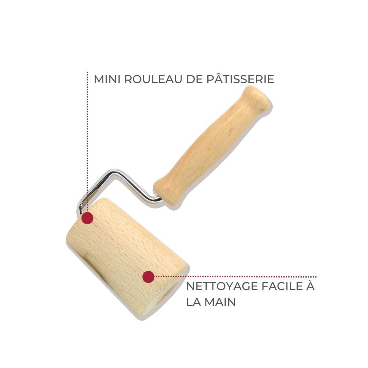 Fackelmann Mini rouleau à pâtisserie en bois 17 cm Fackelmann Boissellerie