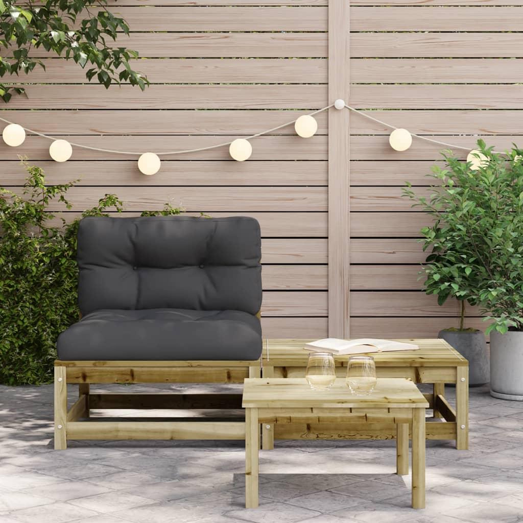 Voir la diapositive 3 : VIDAXL Canape de jardin sans accoudoirs avec coussins et repose-pieds