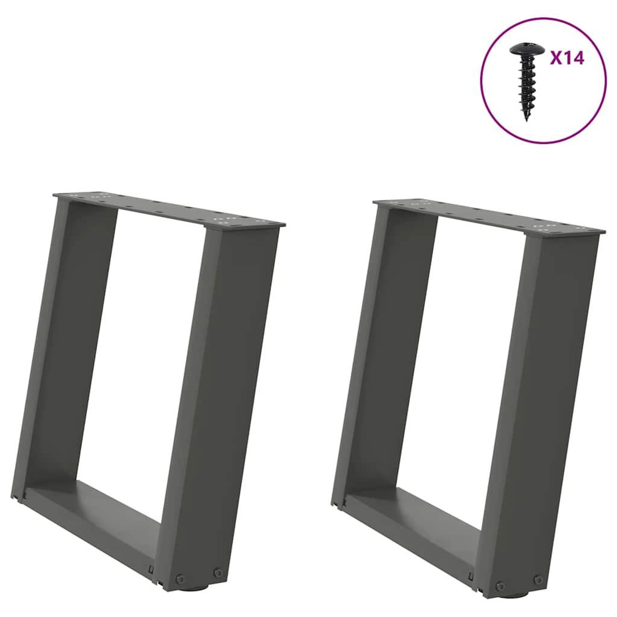 VIDAXL Pieds de table basse forme de U 2 pcs anthracite 50x(42-43) cm