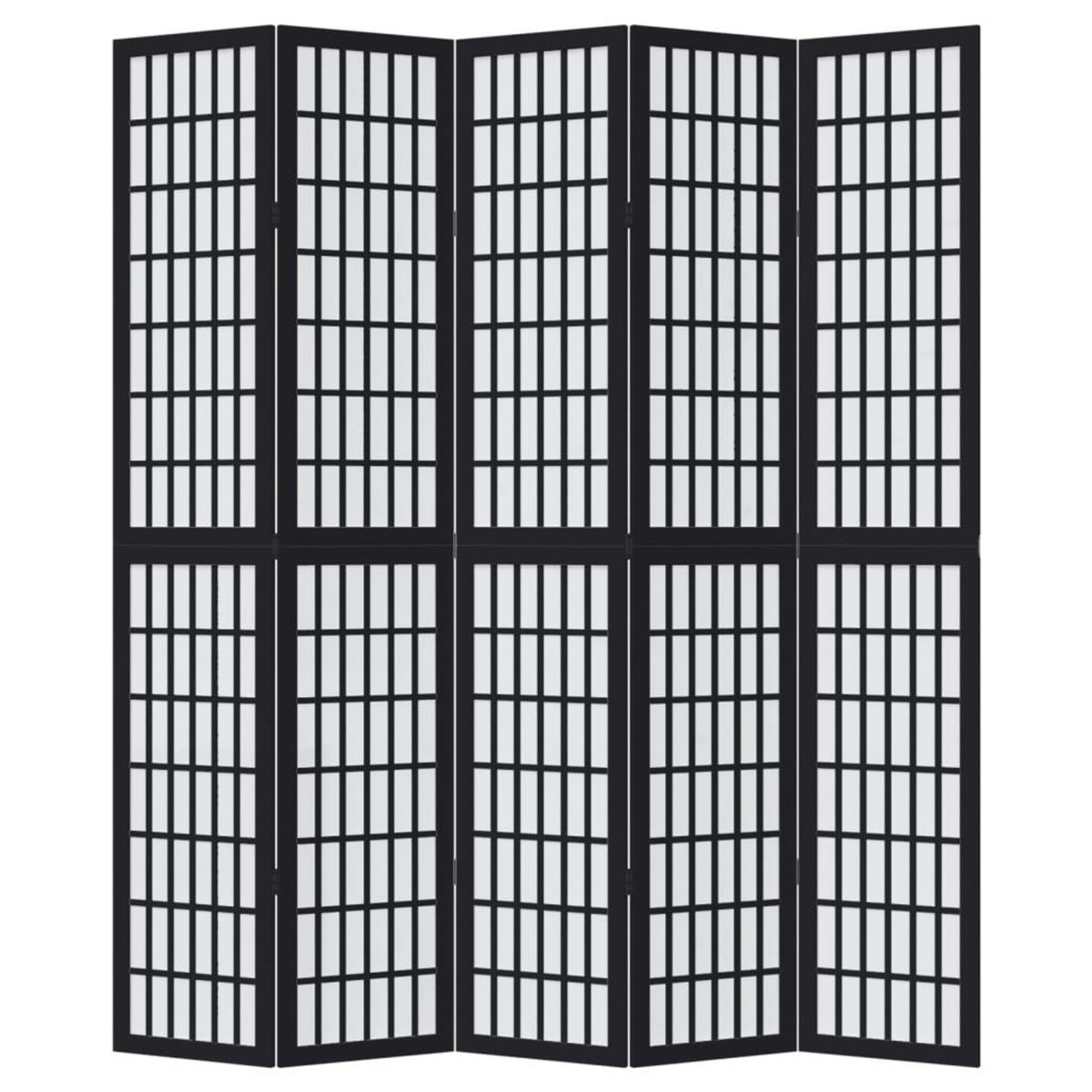 VIDAXL Cloison de separation 5 panneaux noir bois de paulownia massif