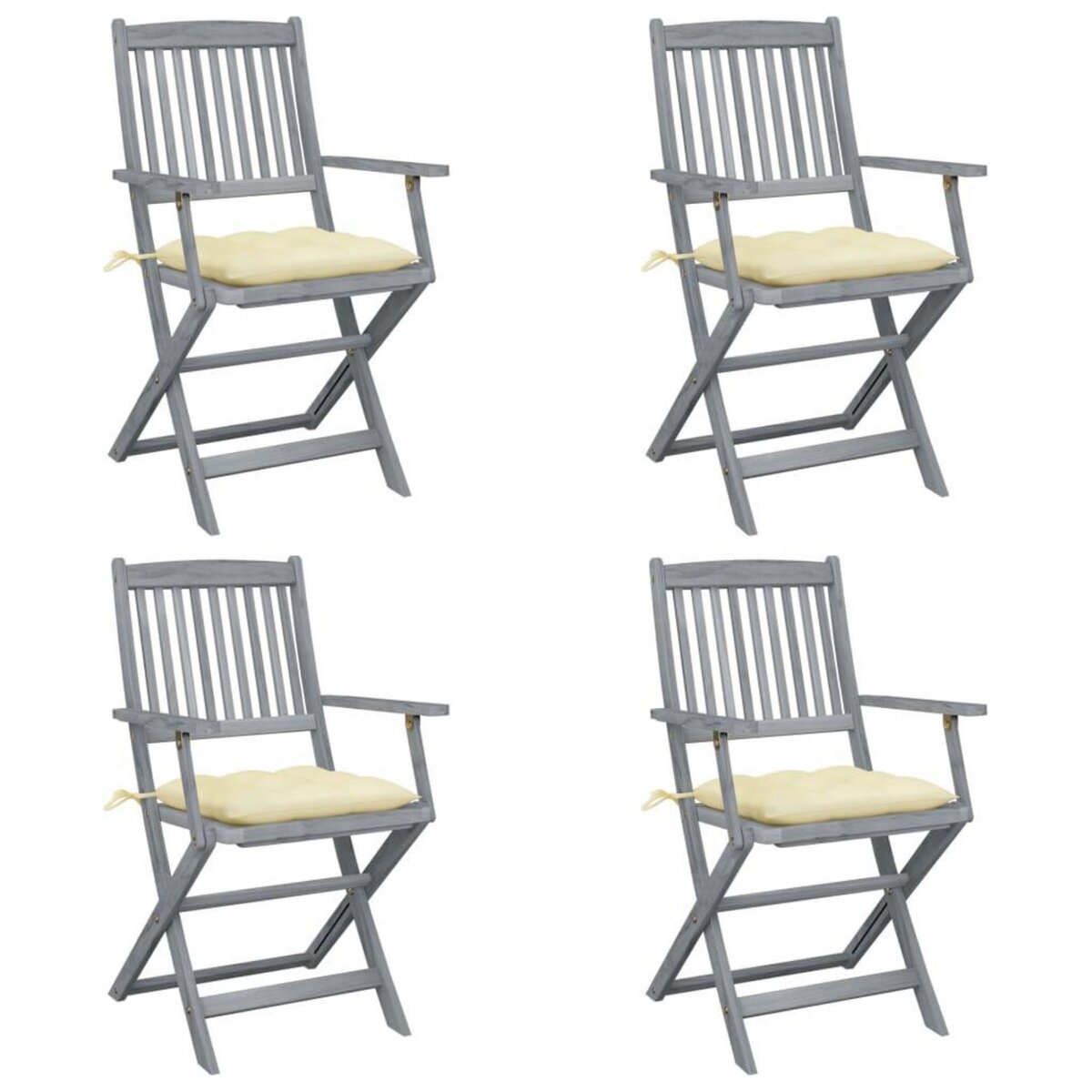 VIDAXL Chaises pliables d'exterieur lot de 4 et coussins Bois d'acacia