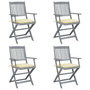 Voir la diapositive 1 : VIDAXL Chaises pliables d'exterieur lot de 4 et coussins Bois d'acacia