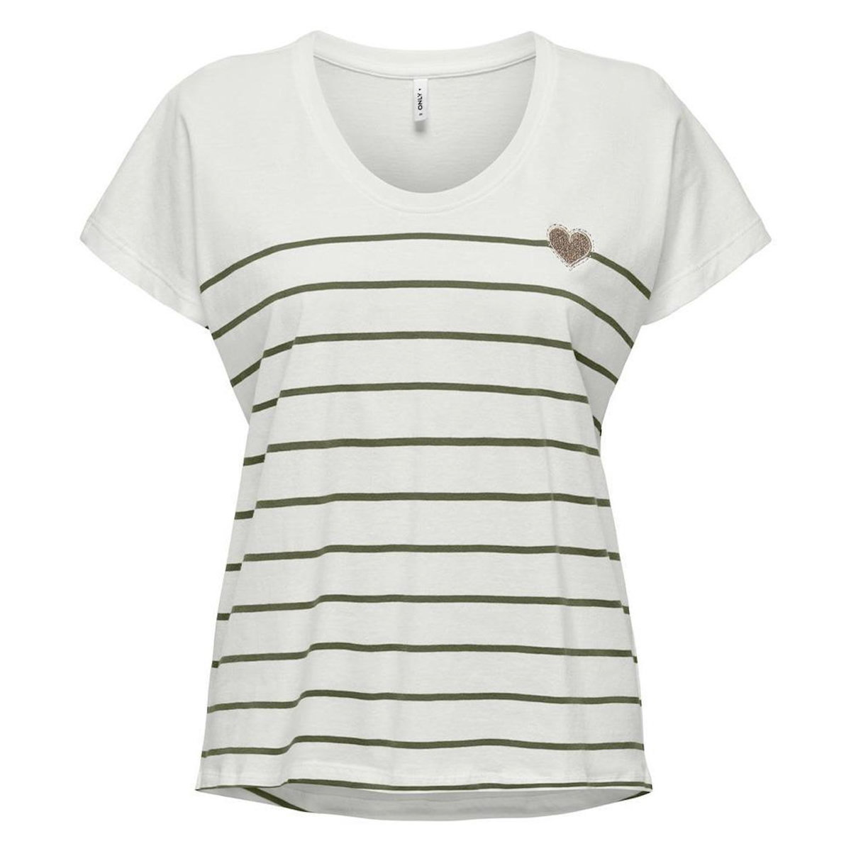 Only T Shirt Blanc/Vert Femme Only Emily