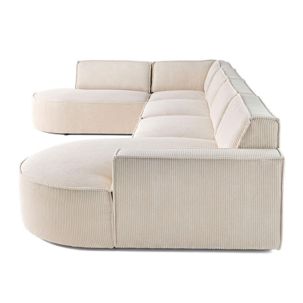 LISA DESIGN Spiaggia - canapé panoramique d'angle gauche - 7 places - en velours côtelé
