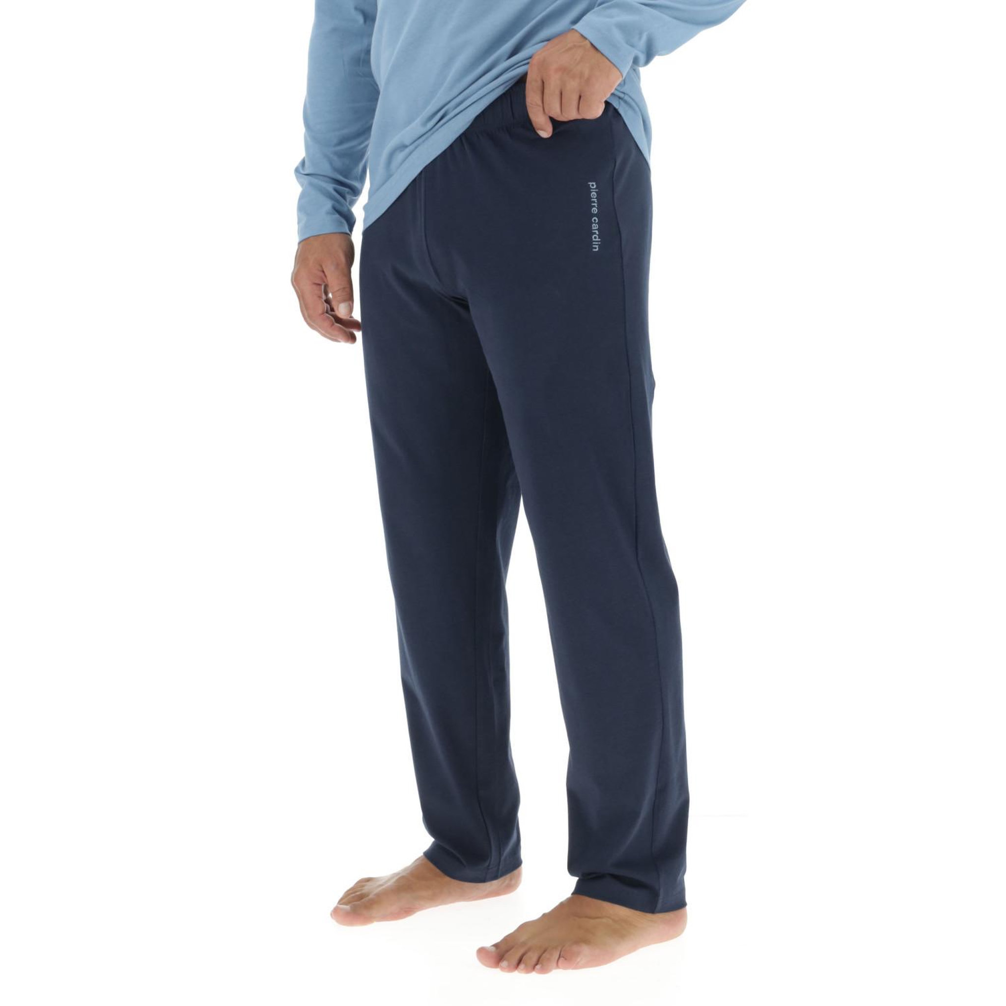 Voir la diapositive 4 : PIERRE CARDIN Ensemble Pyjama long homme en coton uni Logo poitrine