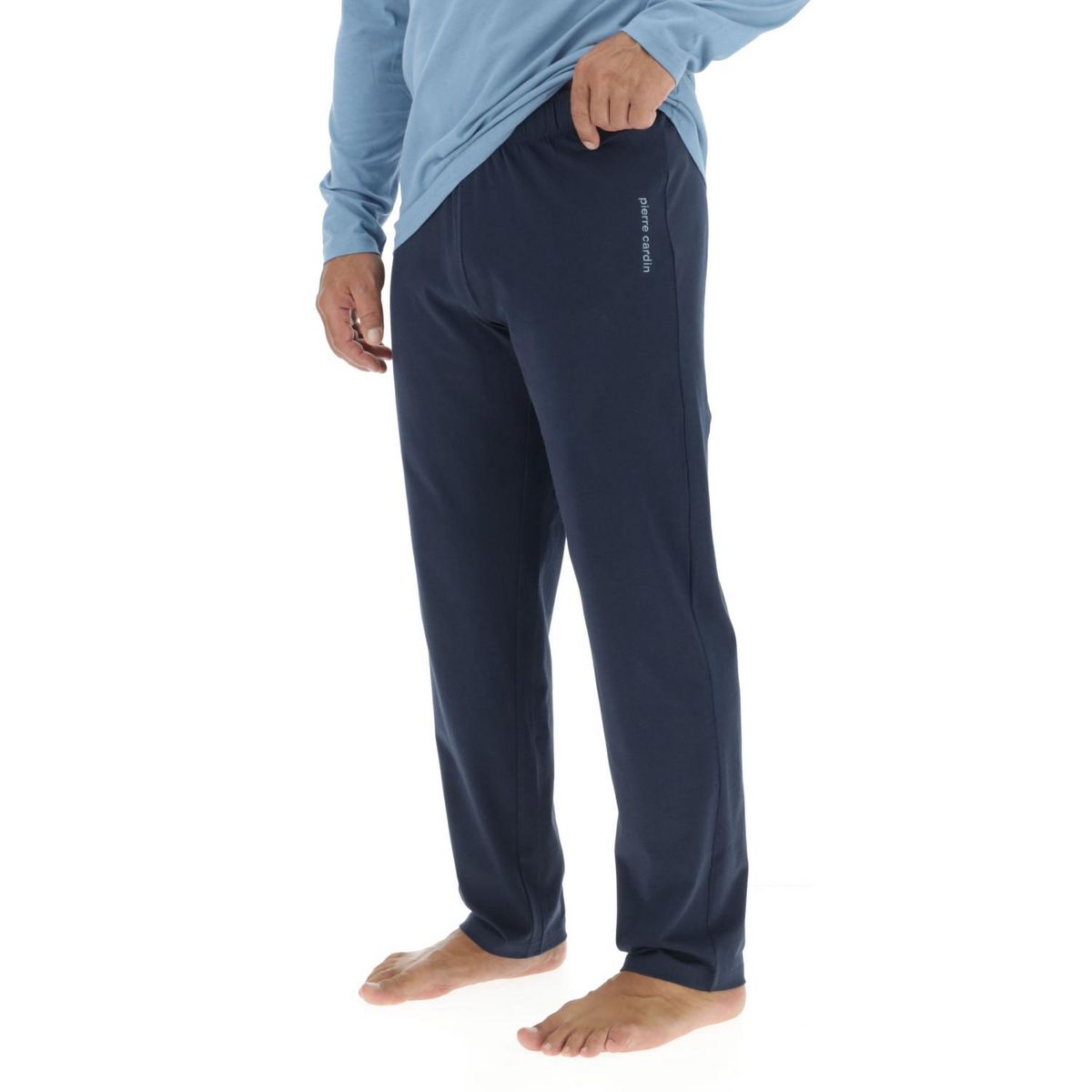 PIERRE CARDIN Ensemble Pyjama long homme en coton uni Logo poitrine