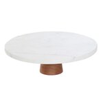 SECRET DE GOURMET Présentoir à Gâteaux sur Pied  Marbre  25cm Blanc