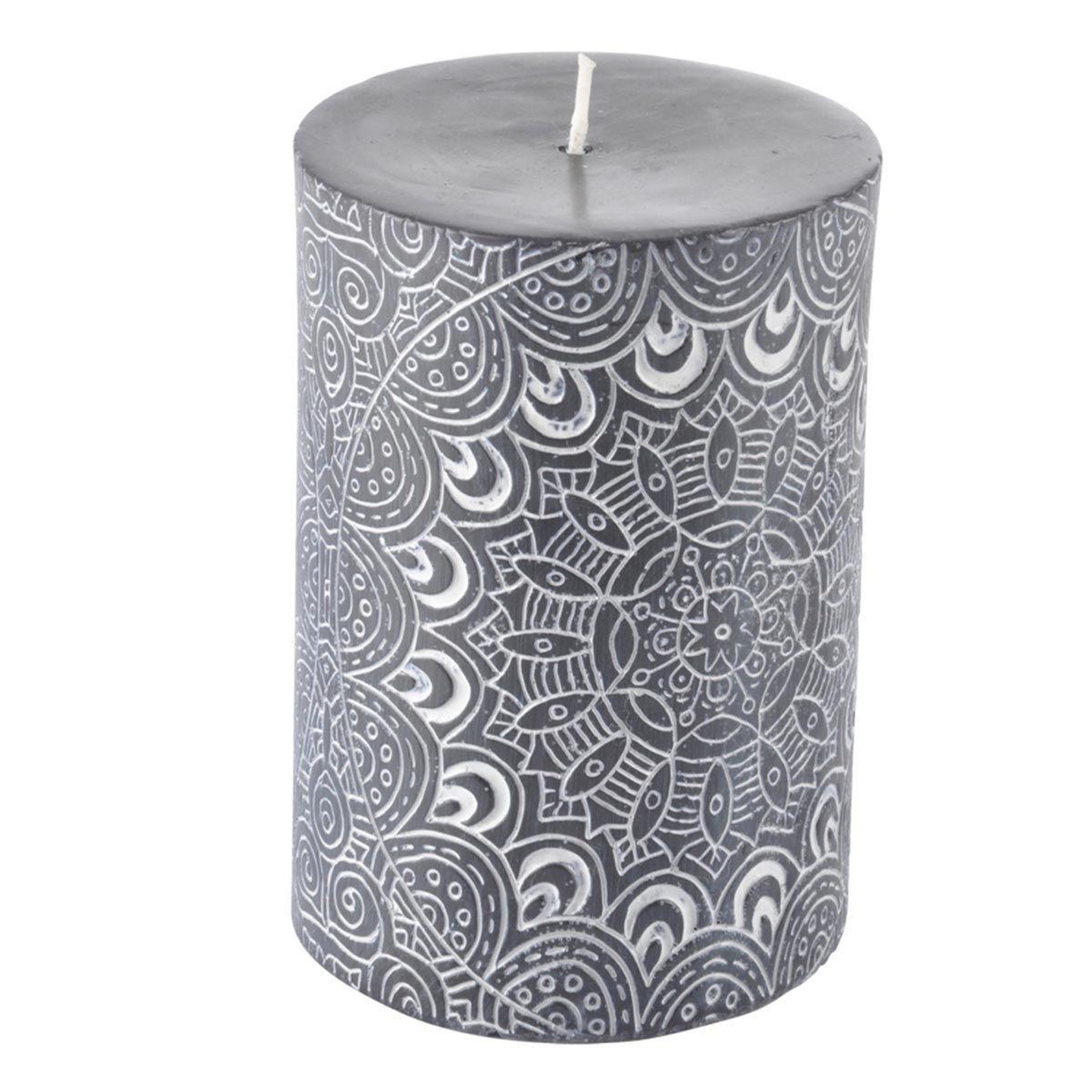 Douceur d'Intérieur Bougie pilier mandala  graphic ethnic  10cm noir