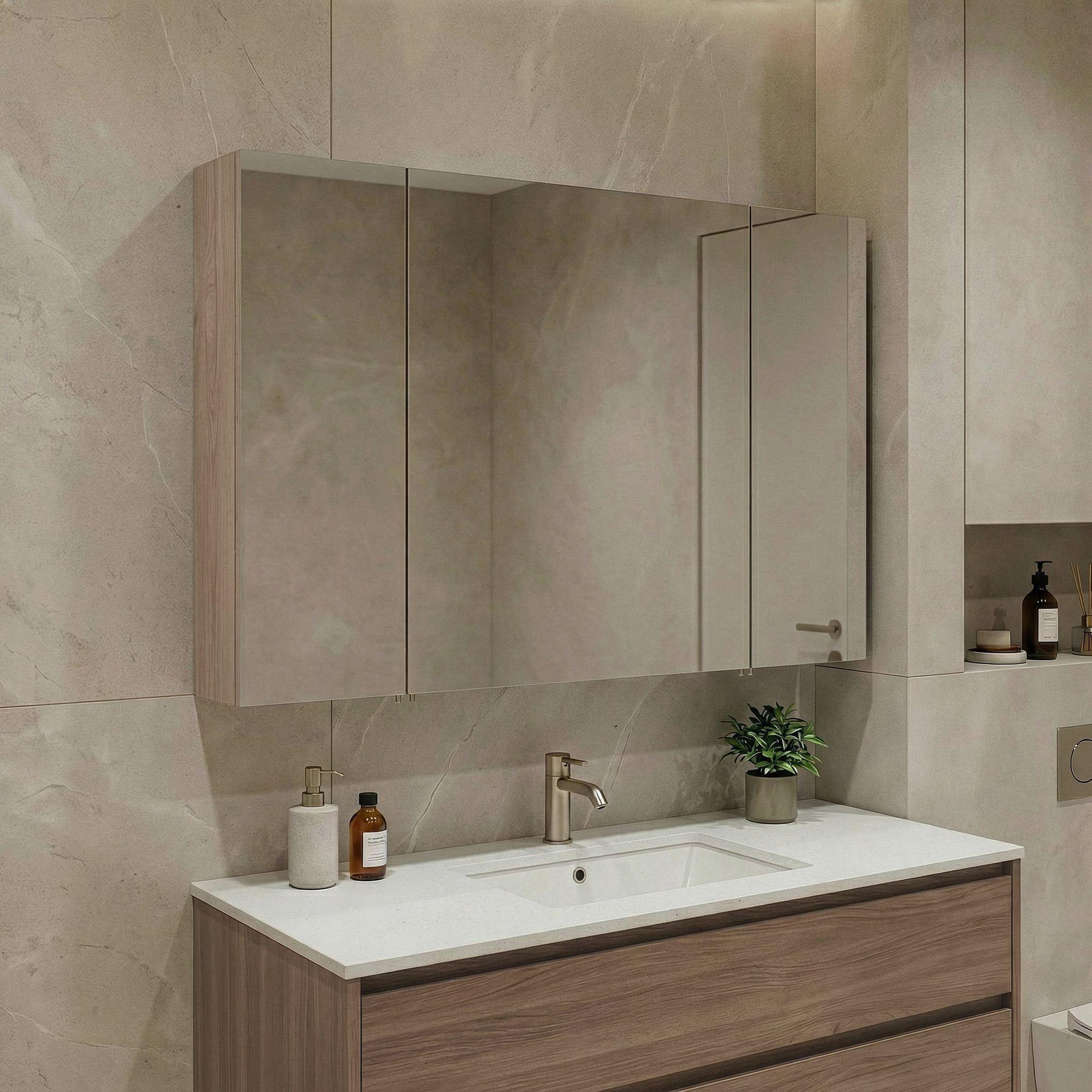 Voir la diapositive 2 : Habitat et Jardin Meuble Salle de Bain avec Miroir  Side 100  - 100 x 16 x 66 cm - Oak