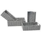 TOILINUX Lot de 4 paniers empilables en Métal et papier. Coloris disponibles : Gris