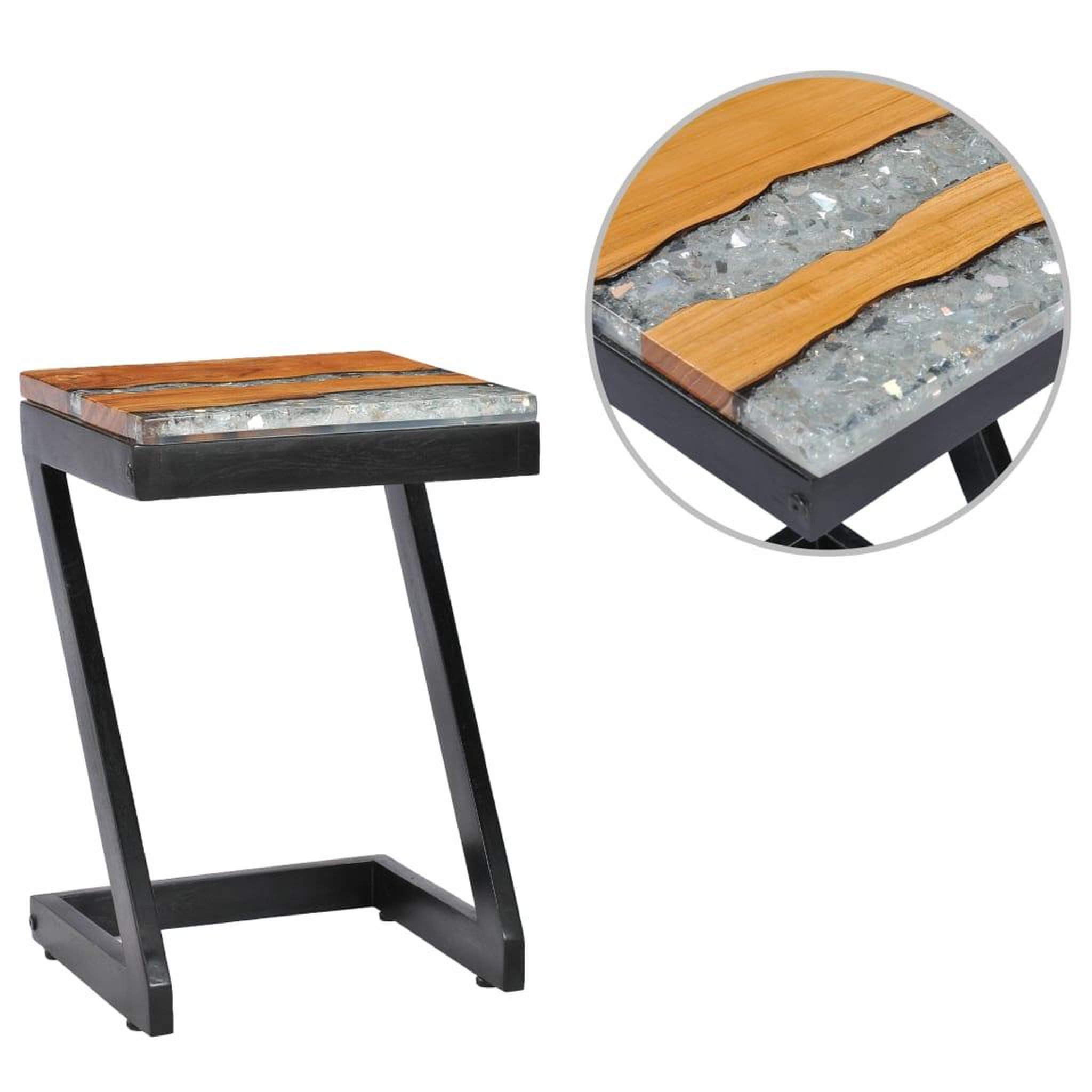VIDAXL Table basse 30x30x50 cm bois de teck massif et polyresine