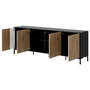 Voir la diapositive 2 : BEST MOBILIER Cambridge - buffet bas - effet bois et noir - 4 portes - 200 cm