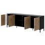 Voir la diapositive 2 : BEST MOBILIER Cambridge - buffet bas - effet bois et noir - 200 cm