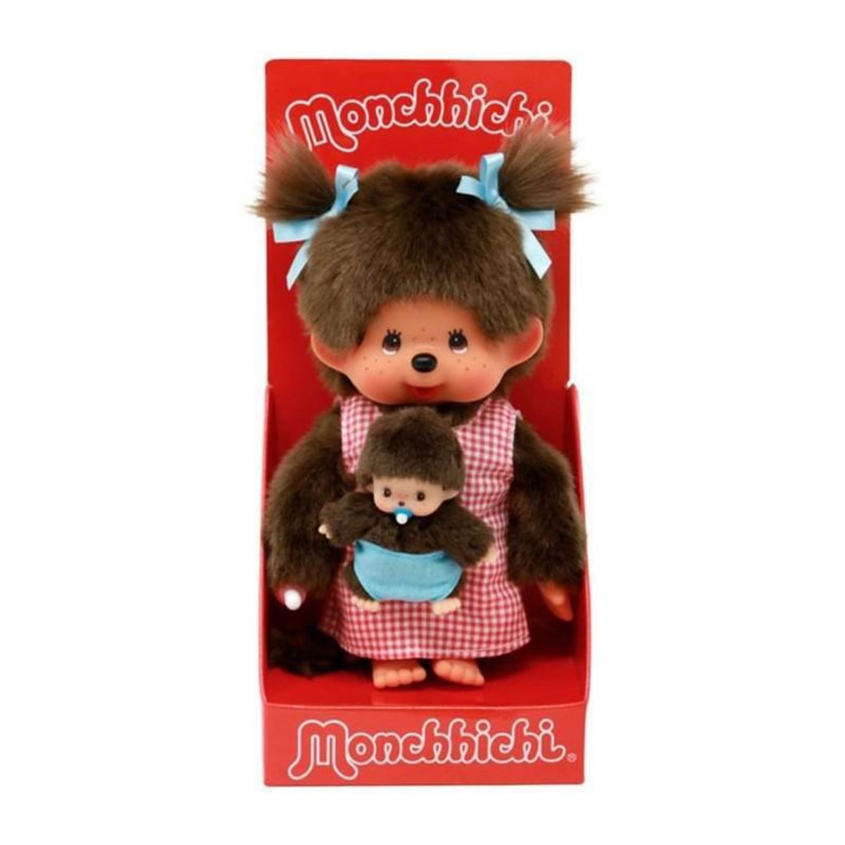 BANDAI Peluche Monchhichi Maman & Bébé - 20 cm - BANDAI