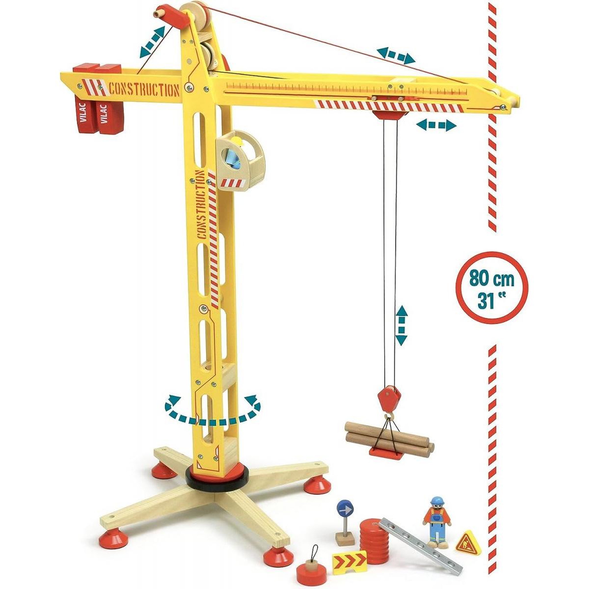 Voir la diapositive 2 : Vilac Grande Grue en bois