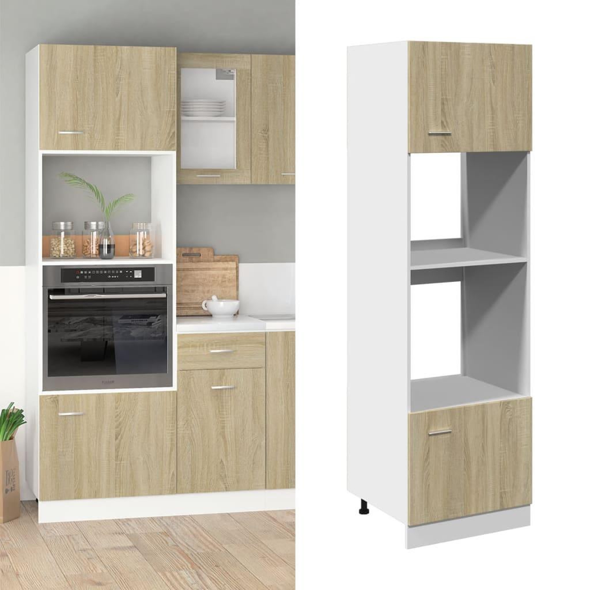VIDAXL Armoire a micro-ondes Chene sonoma 60x57x207 cm Agglomere
