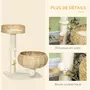 PAWHUT Arbre à chat griffoir 2 niveaux hauteur 72 cm poteau sisal avec niche et plate-forme 1 balle suspendue beige