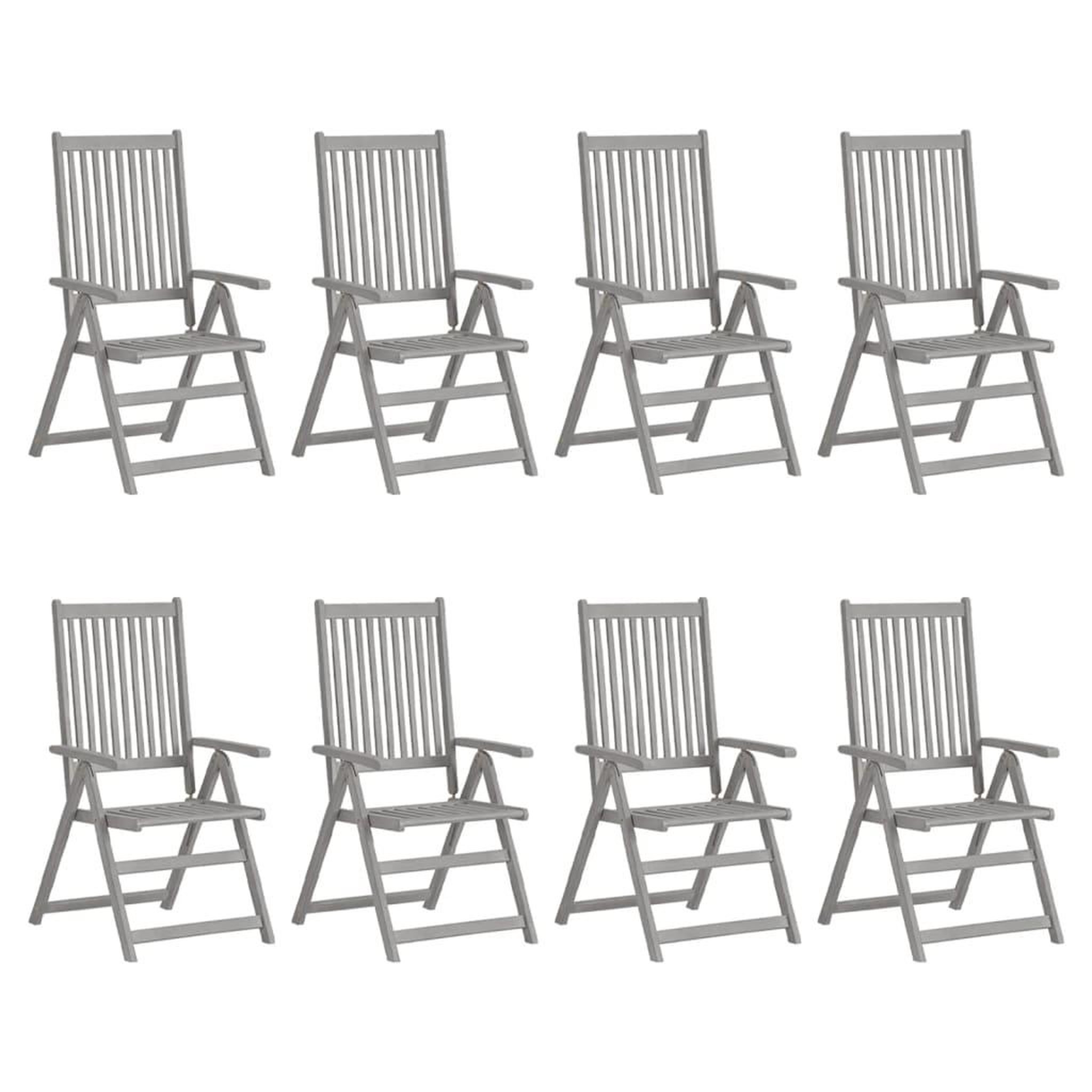 Voir la diapositive 2 : VIDAXL Chaises inclinables de jardin et coussins lot de 8 Gris Acacia