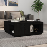 VIDAXL Table basse Noir 100x101x40,5 cm Bois massif de pin