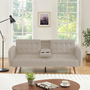 Voir la diapositive 2 : CONCEPT USINE Canapé 3 places convertible avec tablette centrale rabattable beige INVERNESS