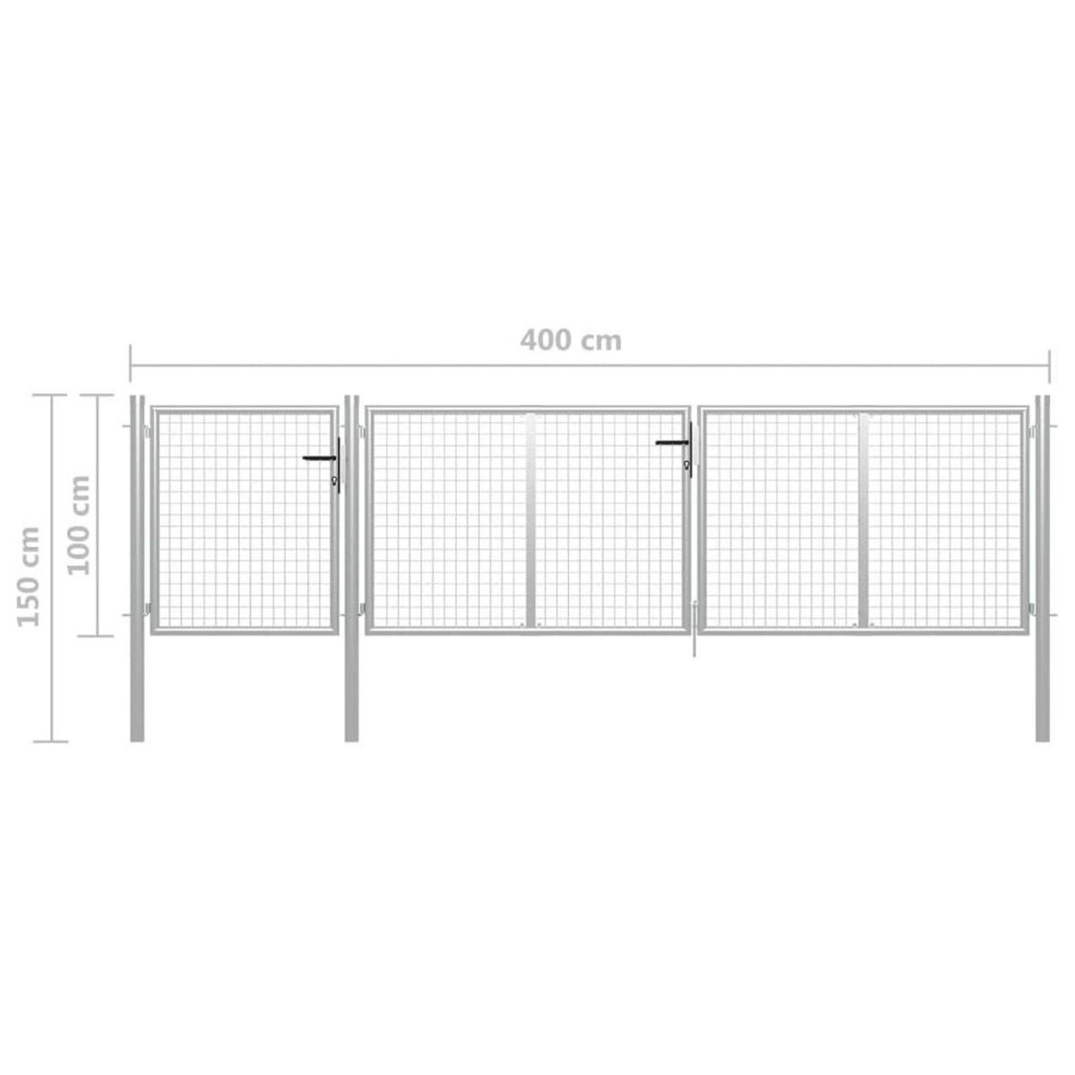 VIDAXL Portail de jardin Acier 400 x 100 cm Argente