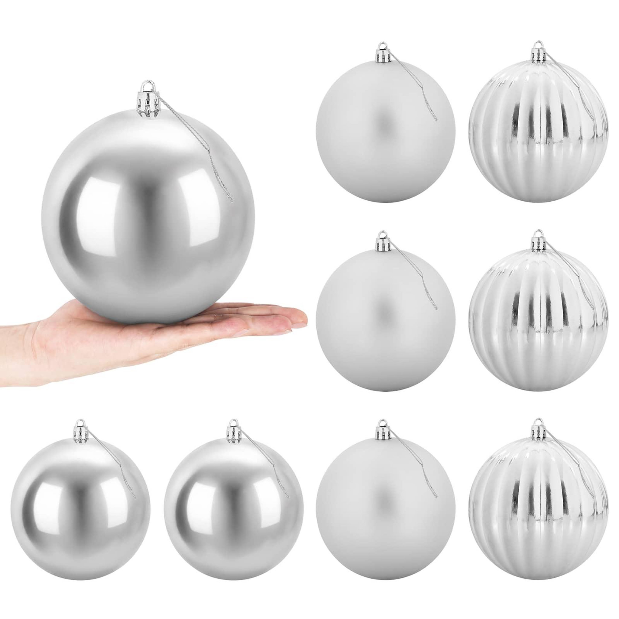VIDAXL Ensemble de boules de Noël XL 9 pc Argente Diam. 15 cm