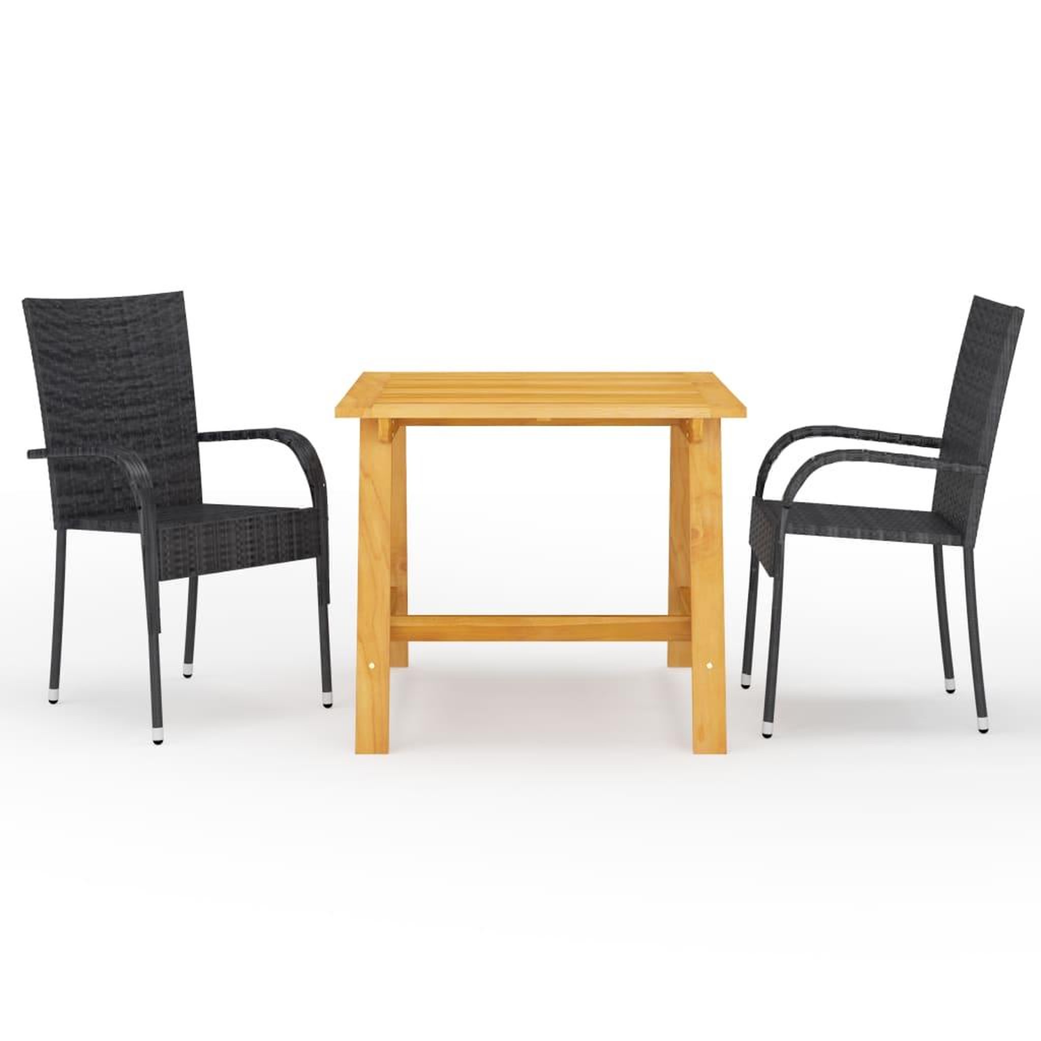 Voir la diapositive 1 : VIDAXL Ensemble a manger de jardin 3 pcs Noir