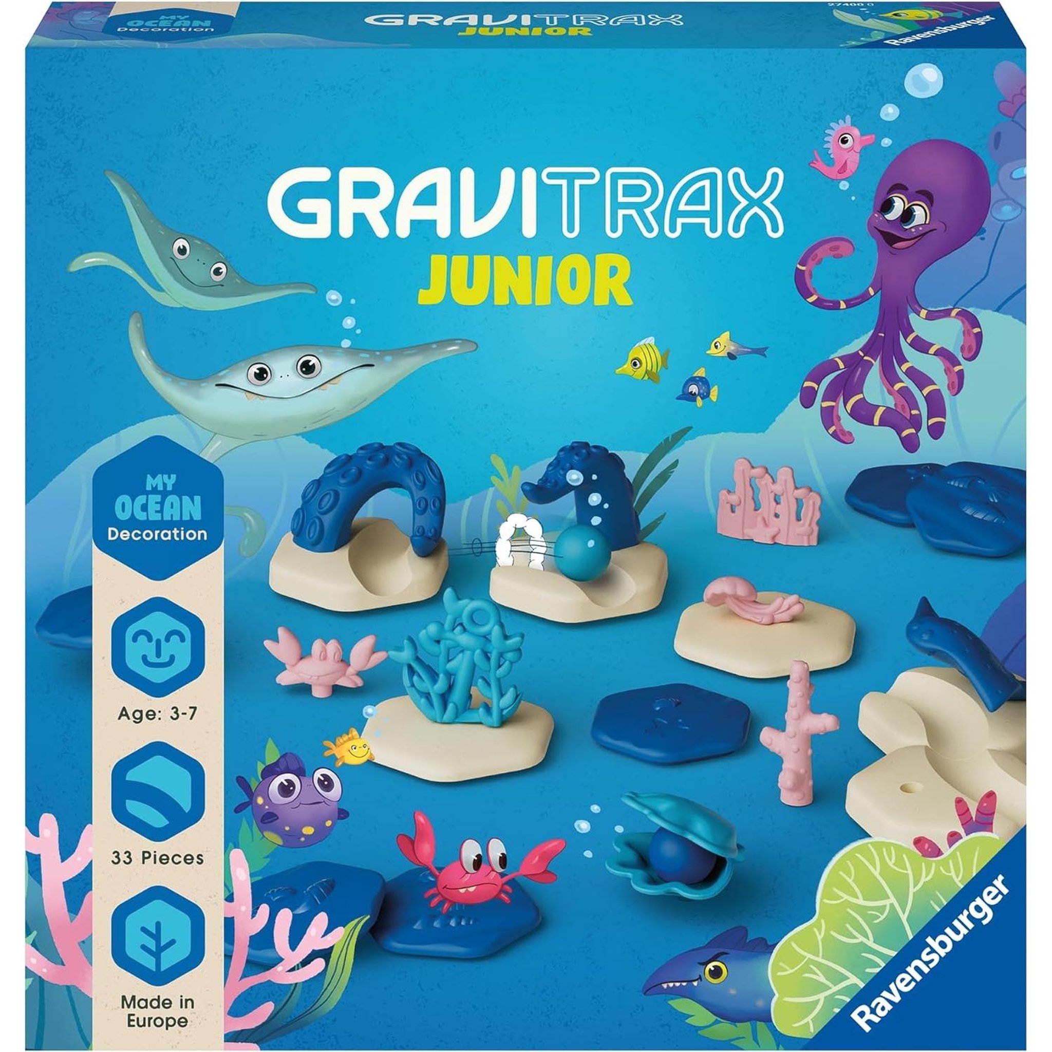 RAVENSBURGER Gravitrax Junior - Set d'extension My Océan 33 pièces - Circuit de billes