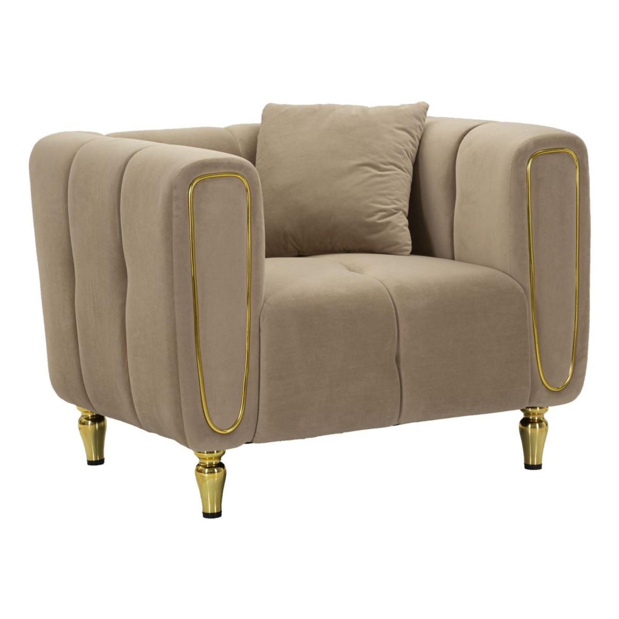 Paris Prix Fauteuil en Velours Matelassé  Alma  97cm Gris